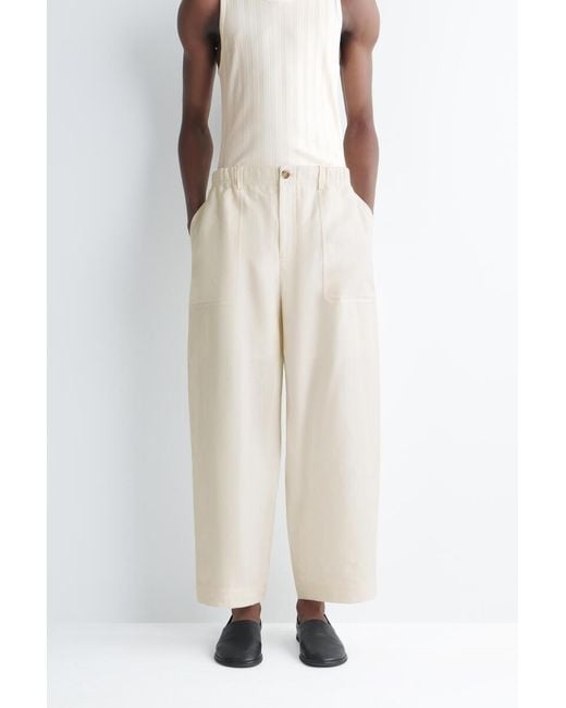 COS White Linen Relaxed-Fit Barrel-Leg Pants for men