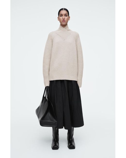 COS White Wrap-collar Pure Cashmere Sweater