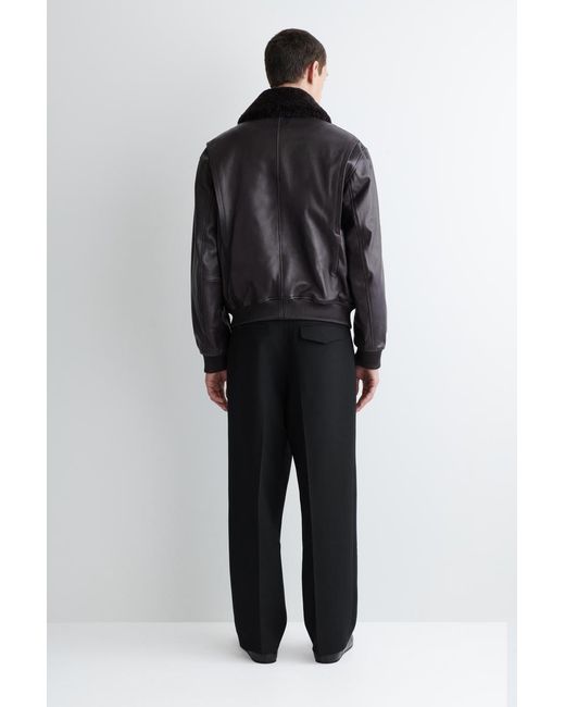 COS Black Detachable Shearling-Collar Leather Jacket for men