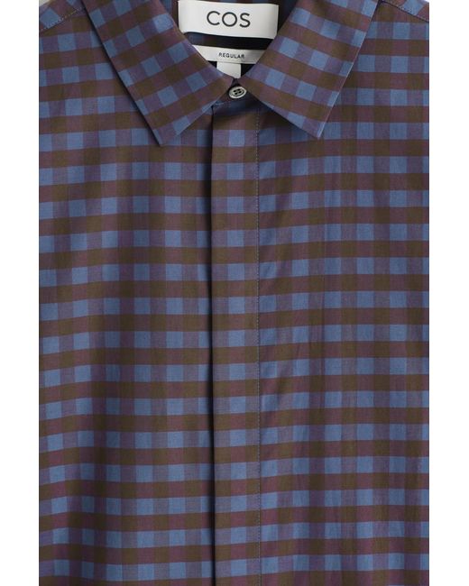COS Purple Checked Cotton Shirt for men