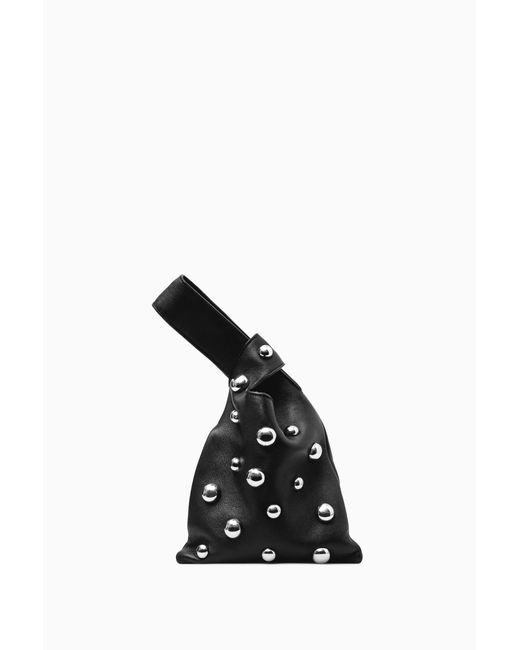 COS Black Studded Wristlet Pouch - Leather