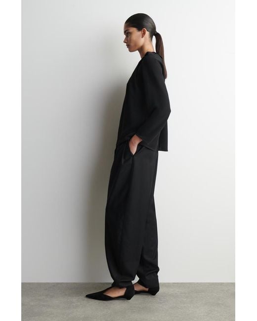 COS Black Voluminous Pleated Blouse