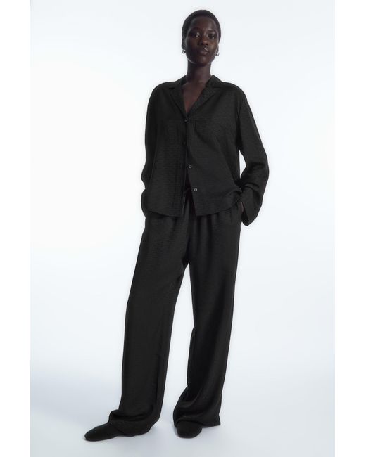 COS Black Geometric-jacquard Silk Pyjama Trousers