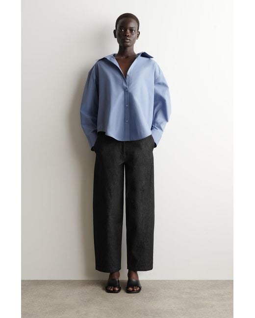 COS Blue Open-Collar Cotton Shirt
