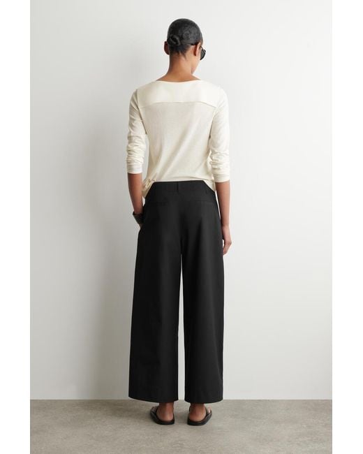 COS Black Pleated Tapered Utility Pants