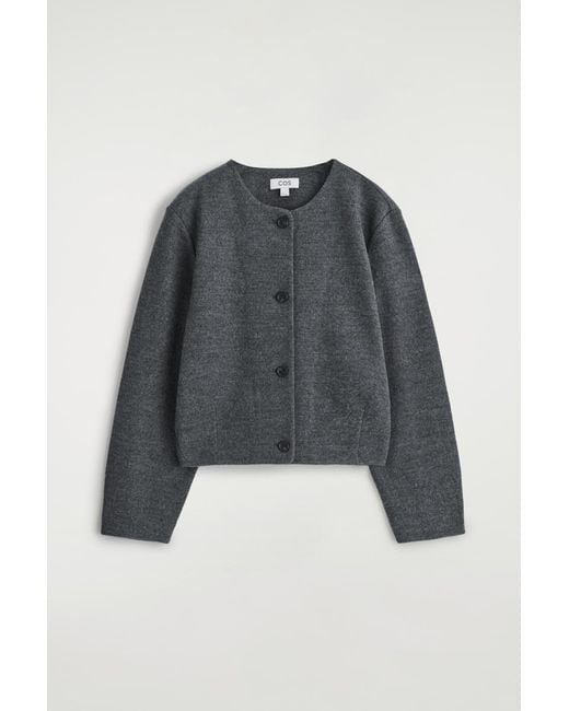COS Gray Boiled Merino Wool Cardigan