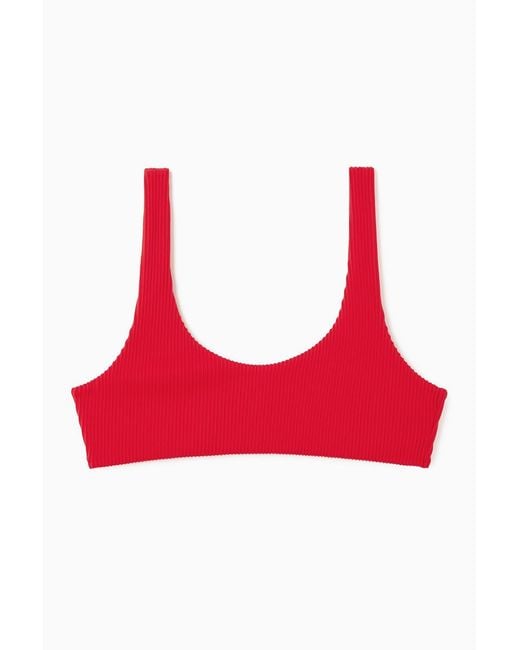 COS Red Scoop-neck Ribbed Bikini Top