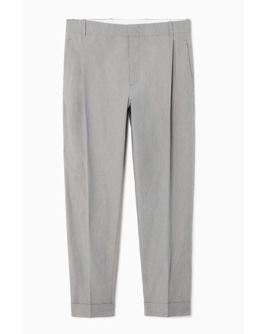 COS Gray Micro-houndstooth Trousers - Cropped for men