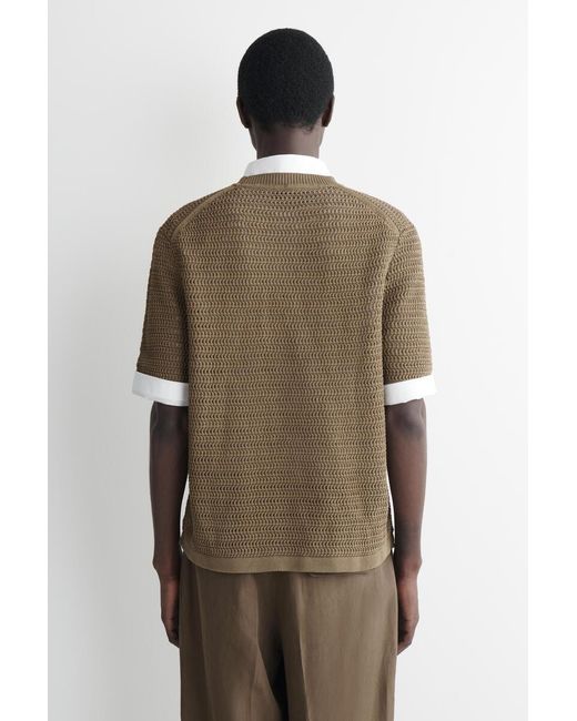 COS Natural Open-Knit T-Shirt for men