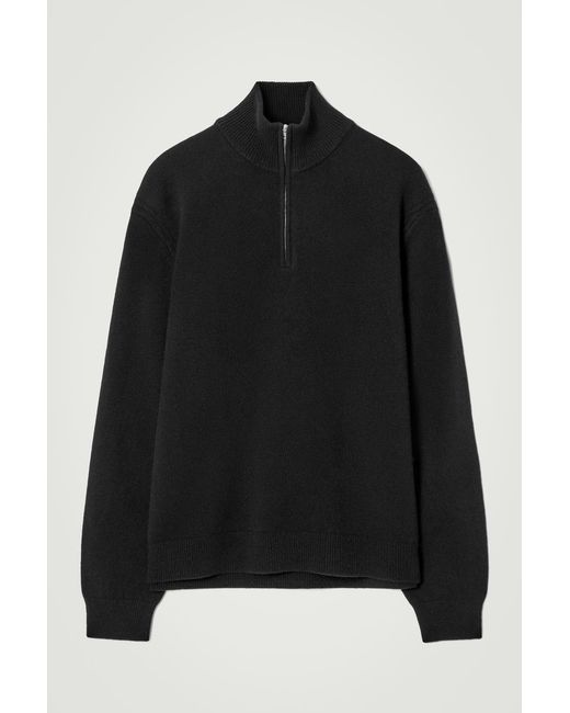 COS Black Pure Cashmere Half-zip Jumper for men