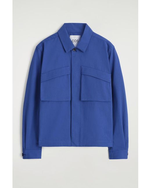 COS Blue Utility Cotton-Twill Overshirt for men