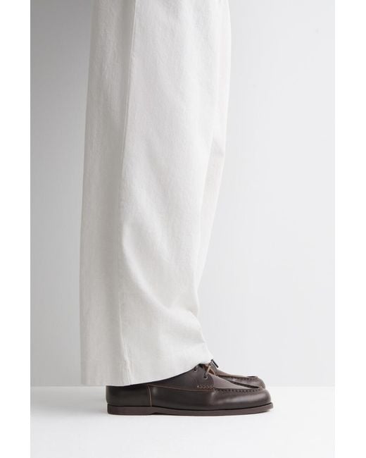 COS White Leather Boat Shoes for men
