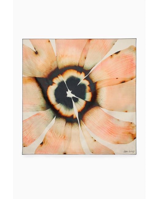COS Natural Floral-print Pure Silk Scarf