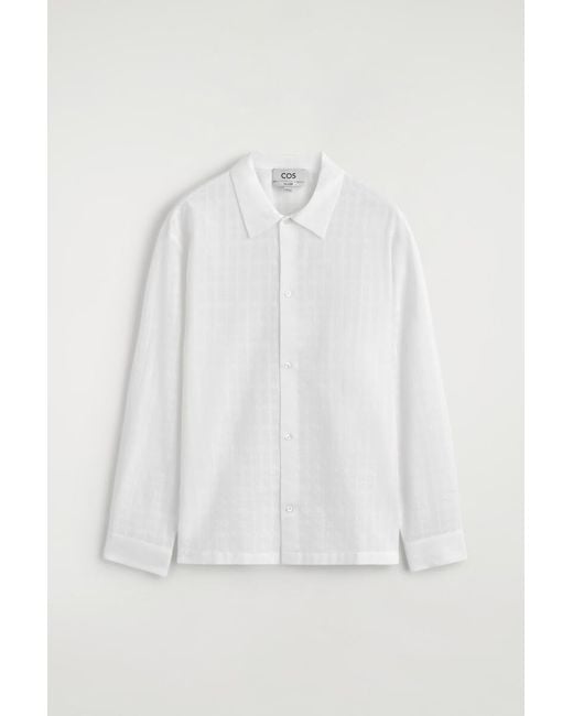 COS White Checked Cotton-Jacquard Shirt for men