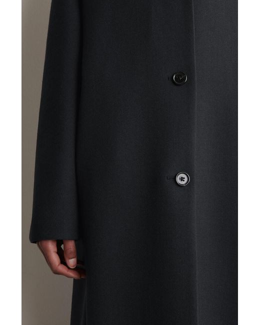 COS Black Collarless Wool-Twill Coat