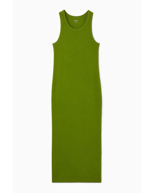 COS Ribbed Tube Dress in Green | Lyst