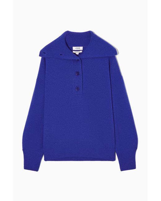 COS Spreadcollar Pure Cashmere Sweater in Blue Lyst