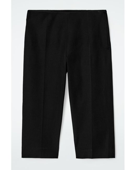 COS Black Cotton-Blend Capri Trousers