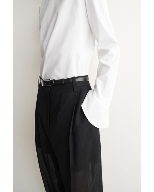 COS White Flared-Cuff Cotton Blouse