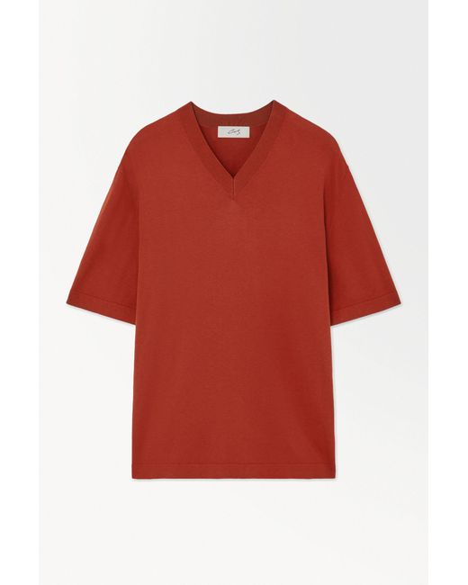 COS Red The Knitted Silk T-shirt for men