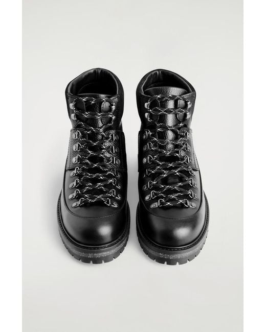 COS Black Leather Hiking Boots for men