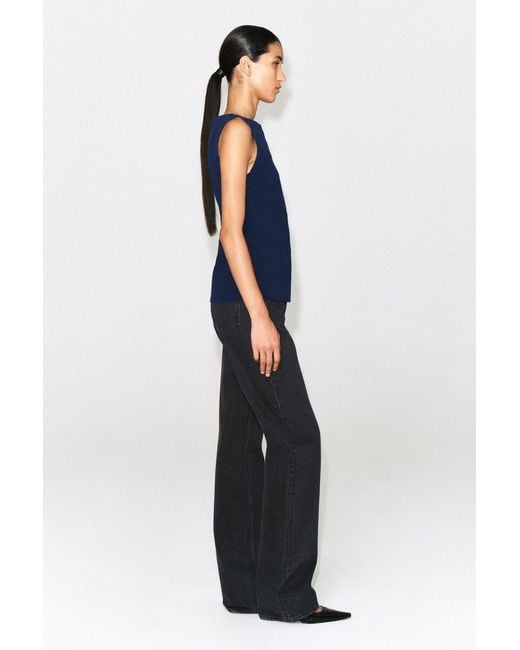 COS Blue Cotton-Blend Crepe Vest