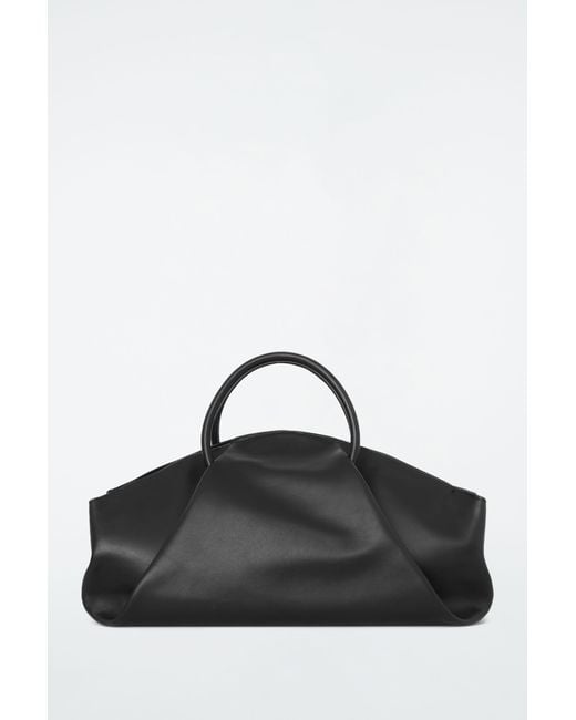 COS Black Fold Oversized Tote - Leather
