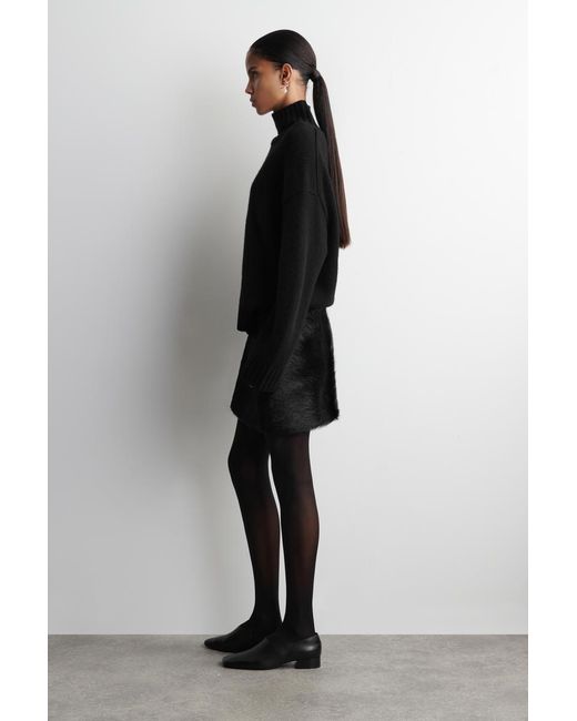 COS Black Pony Hair-Effect Leather Mini Skirt