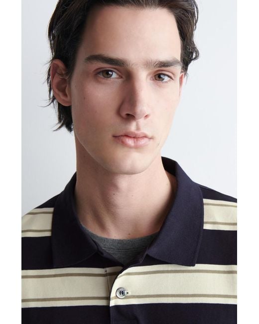 COS Blue Interlock Cotton Polo Shirt for men