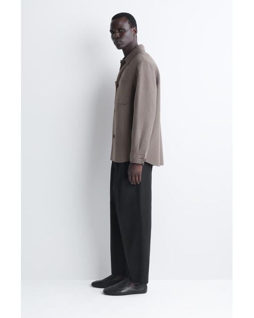 COS Brown Double-Faced Wool Overshirt for men