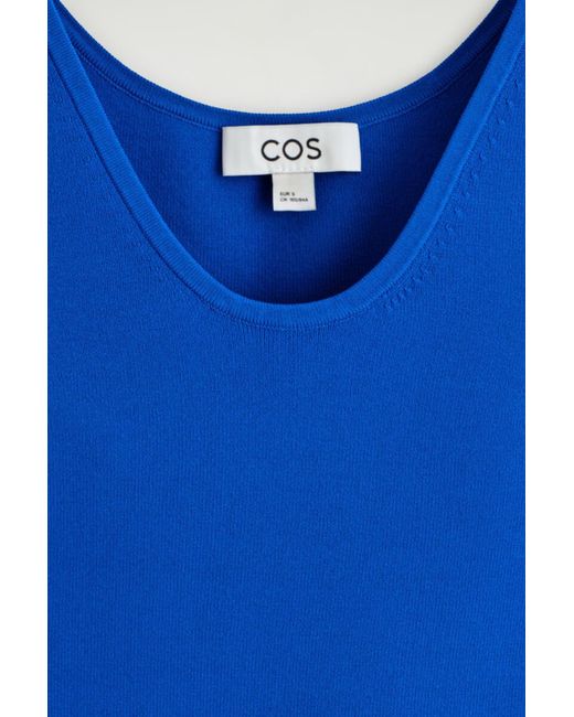 COS Blue Knitted Scoop-Neck Tank Top