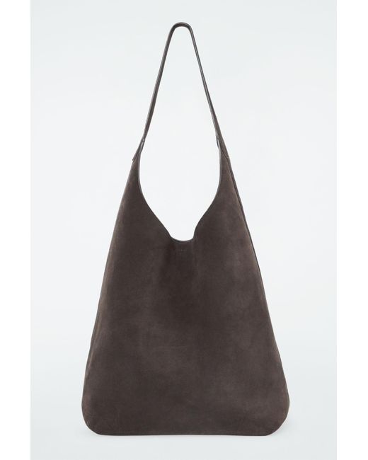COS Brown Serif Tote Bag - Suede