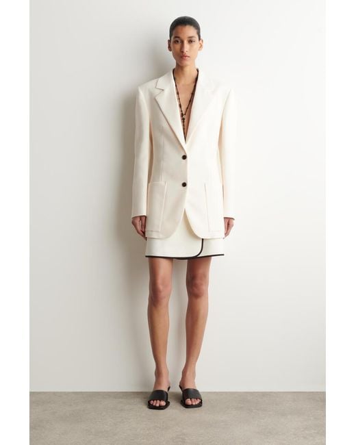 COS Natural Contrast-Trimmed Mini Wrap Skirt
