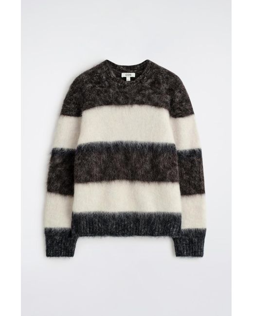 COS Black Colour-Block Mohair Crew-Neck Jumper for men