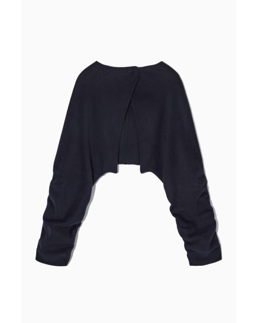 COS Openback Wool Bolero Jacket in Blue Lyst