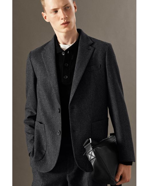 COS Gray Herringbone Wool Blazer - Regular for men