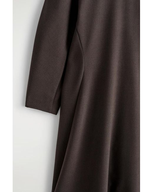 COS Black Sculpted Long-Sleeved Midi Dress