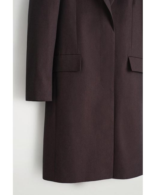COS Black Tailored Cotton Long Coat
