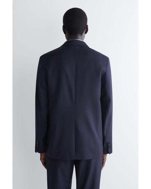COS Blue Single-Breasted Wool Blazer for men