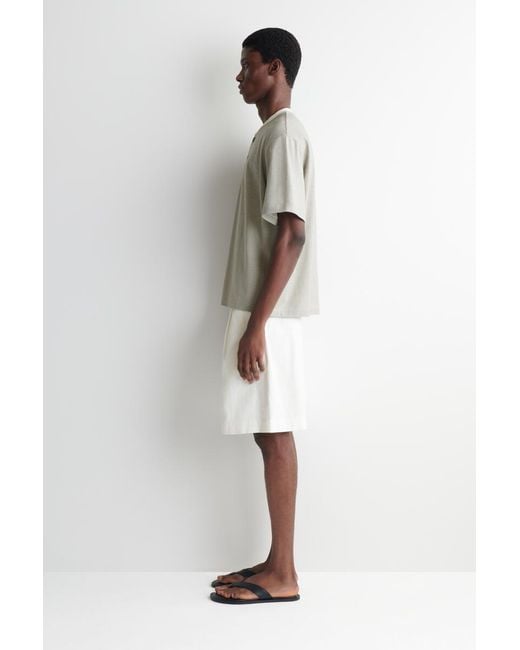 COS Gray Striped Cotton Henley T-Shirt for men