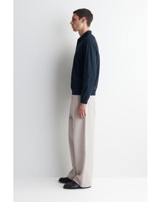 COS Blue Contrast-Tipped Cotton-Pique Polo Shirt for men