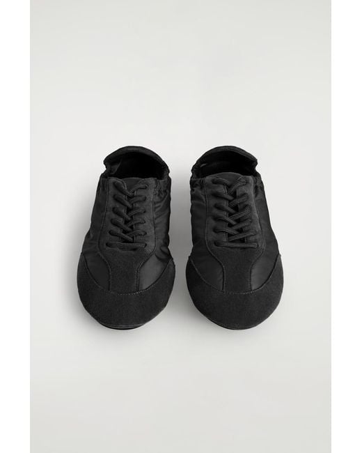COS Black Suede-Nylon Ballet Trainers