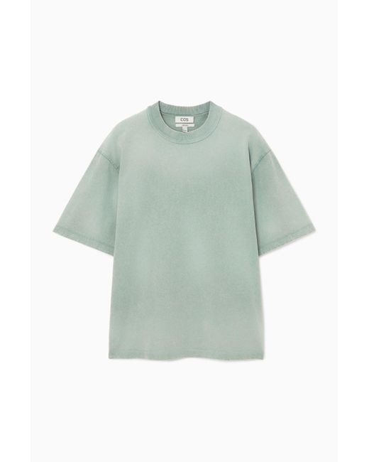 COS Green Oversized Faded Mock-neck T-shirt for men