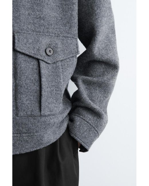 COS Gray Boiled-Wool Jacket for men