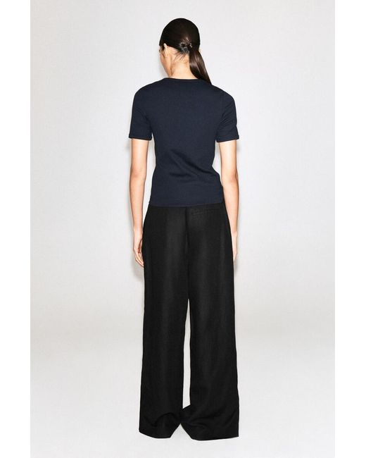 COS Blue Ribbed Henley T-Shirt
