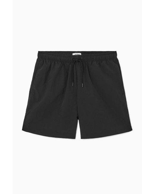 COS Black Nylon Drawstring Swim Shorts for men