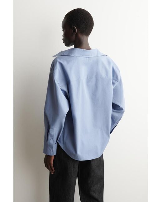 COS Blue Open-Collar Cotton Shirt