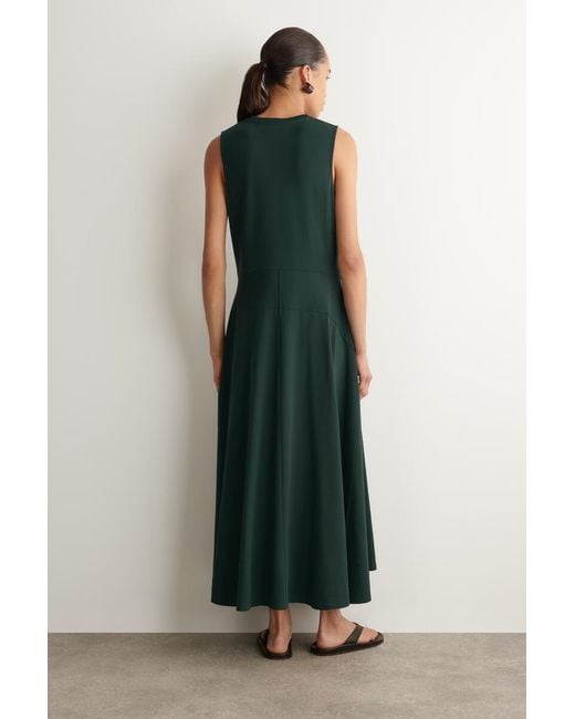 COS Green Sculptural Cotton-Jersey Midi Dress