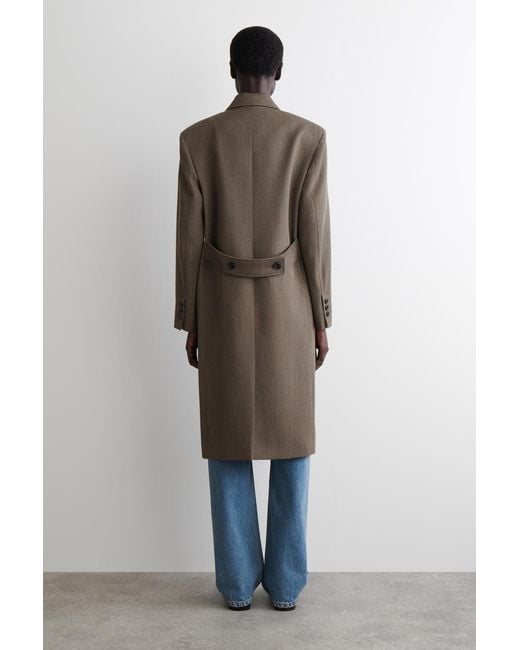 COS Brown Single-Breasted Wool-Blend Long Coat