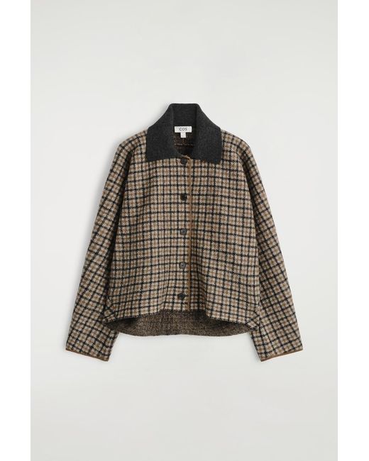 COS Brown Sculpted Merino Wool Short Jacket